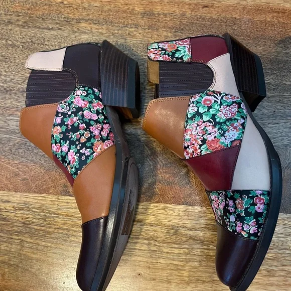 Coach Women's Patchwork Ankle Boots - Brown, Red, Floral - Picture 4 of 11